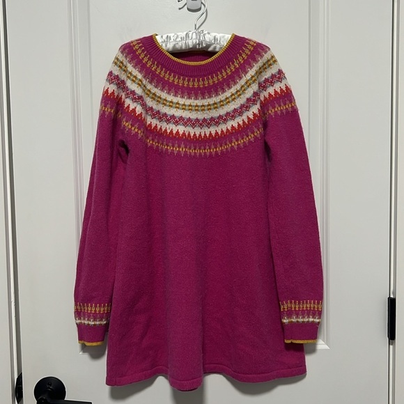 Mini Boden Girls Fair Isle Long Sleeve Jumper Dress Pink Multi Color size 11-12 - Picture 2 of 7